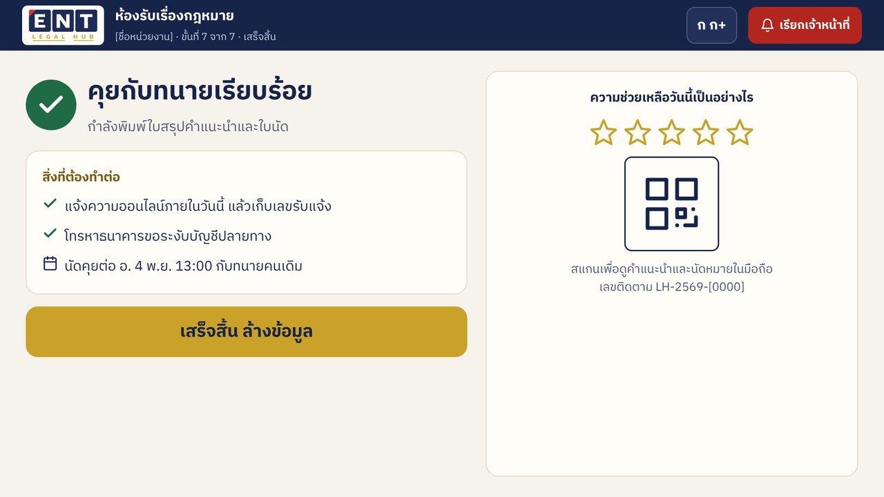 ขั้นที่ 5: ใบสรุปคำแนะนำ ใบนัด และให้คะแนน